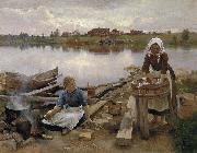 Eero Jarnefelt JaRNEFELT Eero Laundry at the river bank 1889 Sweden oil painting artist